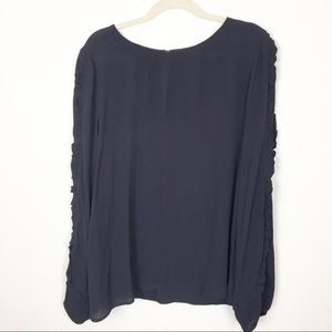 Sanctuary Navy Ruffled Top Blouse NWOT LARGE A1